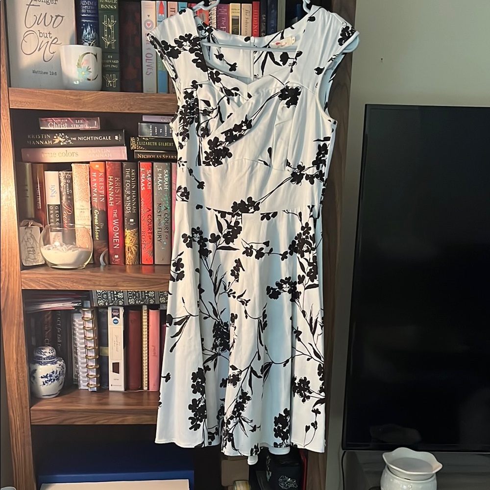 Floral Black and White Dress